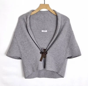 ROSSO 35 GRAU 100 % WOLLE STRICK BINDEBAND VORNE LAGENLOOK CARDIGAN GRÖßE UK CA 14 - Bild 1 von 10