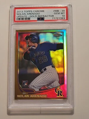 2013 Topps Chrome Update NOLAN ARENADO gold refractor /250 PSA 10 Gem RC Pop 10 - Image 1 of 3