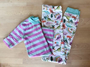 Hanna Andersson Dinosaur Stripe Girls Long John Pajamas 150 cm US 12 PJ GUC Kids - Picture 1 of 10