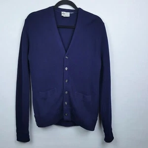 Vintage KMART Cardigan Sweater Navy Blue Button Accents at Hem Sz L - Picture 1 of 6