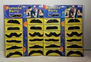 24 FAKE MUSTACHE  SET Self Adhesive Adult Kids Fake Fancy Party Halloween - Picture 1 of 1
