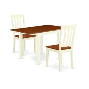 3-Piece Buttermilk and Cherry Finish Solid Wood Top Dining Table Set - Picture 1 of 7