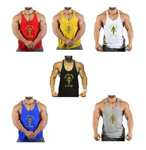 Golds Gym Mens Tank Top Singlet Stringer Arnold Zyzz Bodybuilding Shirt Y Back