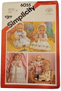Simplicity UNCUT Crafts Pattern 6055 15" & 16" Doll Dress & Hats - Picture 1 of 3