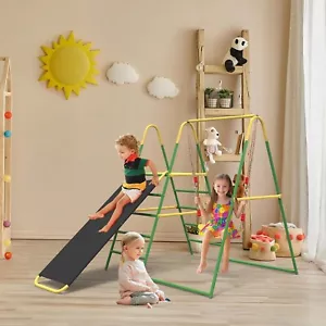 Indoor Playground, 3 in 1 Swing Sets for Backyard, Indoor Jungle Gym for Kids, - Picture 1 of 8