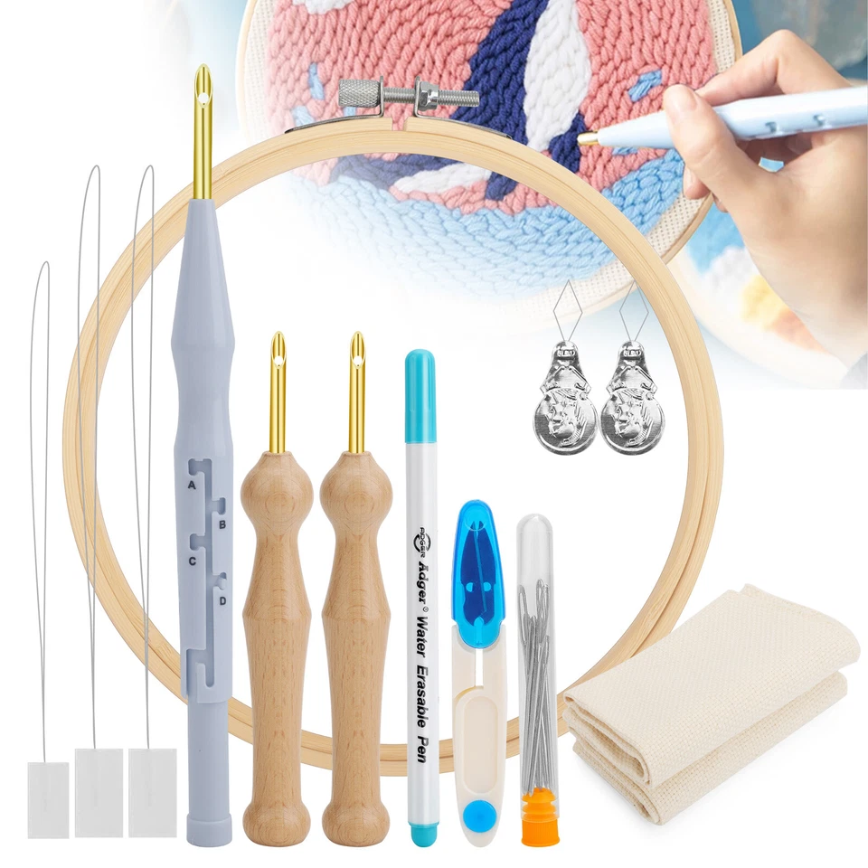 DIY Magic Embroidery Pen Set Punch Needle Stitching Knitting Sewing Craft Tool - Image 1 of 4