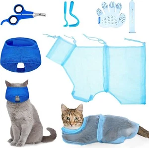 5 Pieces Cat Bathing Bag Set Cat Grooming Bag Adjustable Pet Shower Net Bag Cat - Picture 1 of 2