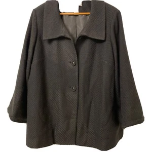SIMONTONS Says by George Simonton wool blend black bell sleeve coat Size 1 X - Picture 1 of 10