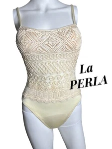 La Perla Luxury Swimsuit in off-white with ivory embroidery Size EU 44 US 8 - Picture 1 of 12