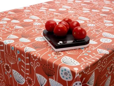 JOLEE Bergen Burnt Orange Floral Scandinavian Oilcloth Wipe Clean Tablecloth All Sizes