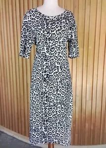 New! Witchery Viscose Midi Dress 16 Blue Grey Leoprd Print - Picture 1 of 6