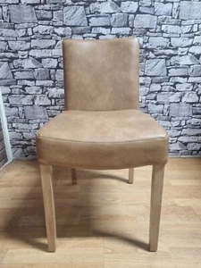 New 4 x Contemporary Vintage Tan Leather & Oak Dining Chairs *Oak Furniture Land - Picture 1 of 7