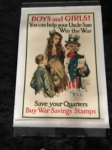 WWI Orig. Poster James M. Flagg - " JUNGEN und MÄDCHEN "- Sie können Uncle Sam helfen zu gewinnen! - Bild 1 von 8
