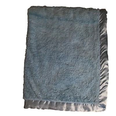 Manta de bebé Mon Lapin niño azul satinado ribete grueso felpa seguridad cálida suave Foto 1 de 4