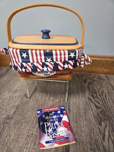 Longaberger 1997 Patriot Korb Americana Liner Holzdeckel, Kunststoff Trenndeckel - Bild 1 von 9