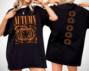Pumpkin Face Nirvana Smiley Sweatshirt Spooky Season Fall Autumn Halloween Shirt - Picture 1 of 6