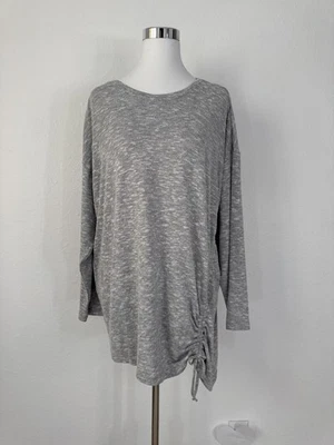 Camisa túnica Design History para mujer 2XL gris dobladillo asimétrico acanalado lateral Foto 1 de 4