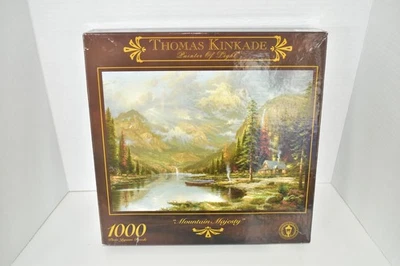 Vintage 90s Thomas Kinkade Jigsaw Puzzle Painter of Light Mountain Majesty New - Image 1 of 3