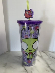 Silver Buffalo Invader Zim Plastic Cold Cup W/Lid GIR Pig Straw Stopper Unused - Picture 1 of 8