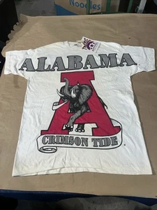 Vintage 90s Alabama Crimson Tide T-Shirt XL Single Stitch USA Yellowed Neu mit Etikett - Bild 1 von 19