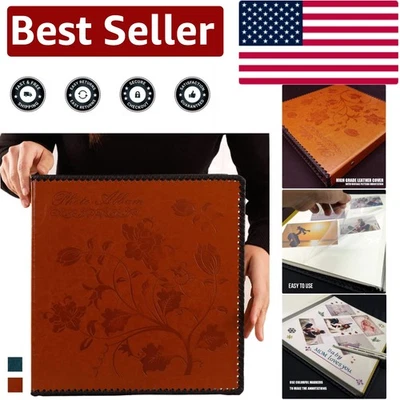 Álbum de fotos de cuero hecho a mano con páginas magnéticas - Hermoso guardián de la memoria Foto 1 de 4