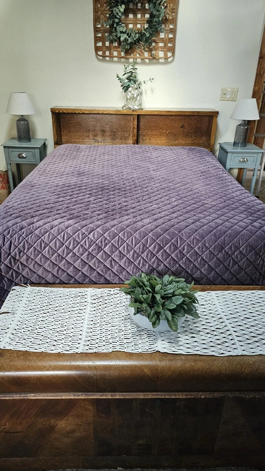 Edredón Hiend Accents Púrpura Terciopelo Patrón Diamante Reina/Completo Lujo Regencia Foto 1 de 4
