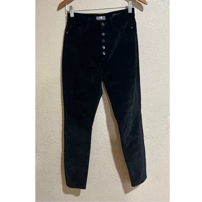 DL1961 黑色 Velvet Chrissy 踝扣前超高腰紧身裤 — 第 1/4 张图片