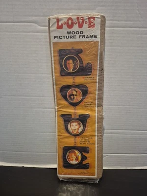 Marco de fotos colgante de madera Love de colección como nuevo - cada letra conectada por cadena - Boho Foto 1 de 3