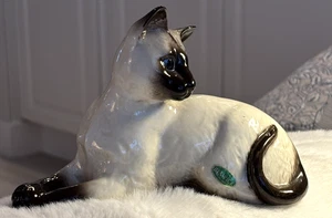 Vintage Beswick Siamkatze Statue liegend #1585 Made in England 7,25"L Folienetikett - Bild 1 von 20