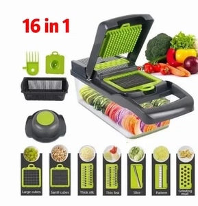 16 in 1 Vegetable Chopper Salad Fruit Mandolin Slicer Food Dicer Cutter Peeler - Picture 1 of 12