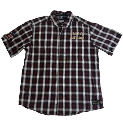 Camisa de vestir Harley Davidson Motorcycles mercancía genuina franela a cuadros XL Foto 1 de 4