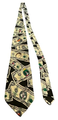 Corbata de seda Looney Tunes Mania 'Money' Bugs Lucas Taz Sylvester Marvin 1996 de colección Foto 1 de 4