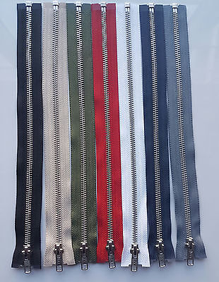 Ykk Brand Metal Silver Teeth Open Ended Zip (choice Of Length & Colour) Free P&p • 4.52€