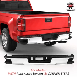 Chrome Rear Step Bumper For 14-18 Silverado Sierra 1500 w/ Sensor Hole bolts-on - Picture 1 of 7