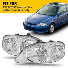 Fits 1999-2000 Honda Civic L/R Headlight 2 3 4 Door Head Lamps 99-00 Replacement