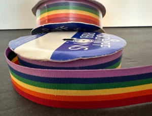 Grosgrain Ribbon Rainbow Pride Satin 7/8 inches wide 2 rolls Free Shipping - Picture 1 of 1