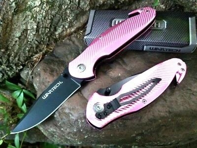 Girls Pink Pocket Knife Metal Assist Open Womens Ladies Rescue Self Defense EDC - Image 1 of 4