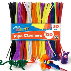 120 High Quality Pipe Cleaners Chenille Craft Stems Assorted Colours 30cm Long - Picture 1 of 9