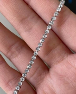 2.00 Ct Bezel Set Round Diamond Tennis Bracelet In White Gold Bracelet For Women - Picture 1 of 6