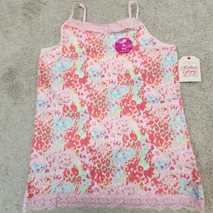Faded Glory Girl Bra-Cami Sz 14-16 Lace Edged Multicolor Spaghetti Strap Stretch - Picture 1 of 6