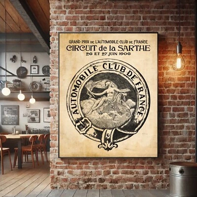 Auto Club France Poster Le Mans Vintage Wall Art Print Motorsport Fans Best Gift - Image 1 of 2