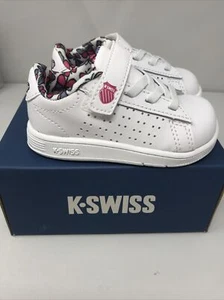 K-Swiss White/Butterfly CourtCasper infant’s low Size 5, High Quality