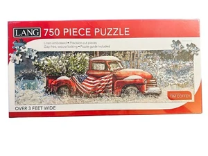 Lang 750 piece Panoramic Puzzle 3 feet Wide Patriotic USA Flag Truck NEW - Picture 1 of 7