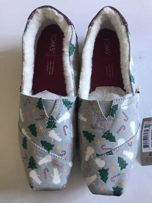 ЖЕНСКИЙ TOM'S GLACIER СЕРЫЙ ПРАЗДНИК КОНФЕТТИ ALPARGATA ИСКУССТВЕННОГО МЕХА С ПОДКЛАДКОЙ СКОЛЬЖЕНИЯ НА 7,5 - Изображение 1 из 4