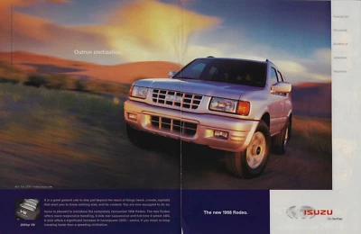 1998 Isuzu Rodeo V6 SUV Outrun Civilization Sunset Photo Original Color Print Ad - Image 1 of 2