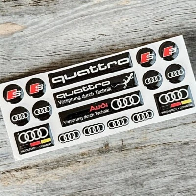 Audi 3D Domed Sticker Set , Quattro A3 S3 A4 A5 S4 A6 S6  and other models decal - Image 1 of 4