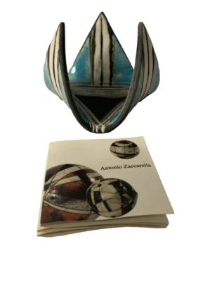 Antonio Zaccarella - Art Pottery Dish - Blue Multicoloured -H9cm x W 10.5 cm VGC - Image 1 of 4