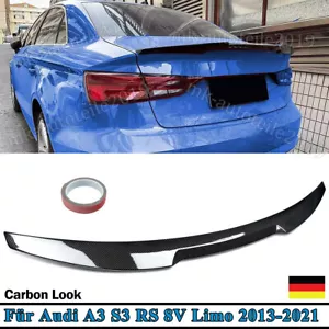 für Audi A3 8V Limo Cabrio Heckspoiler CARBON Optik LACKIERT Spoiler Heckflügel - Bild 1 von 12