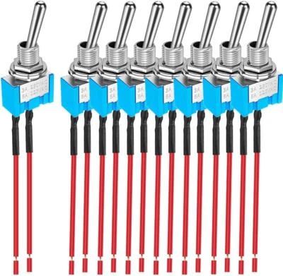 GEBILDET 8pcs SPST Prewired Mini Toggle Switch, 2 Ports 2 Positions, Miniature ON/OFF for