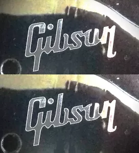 2 Gibson Headstock Logo, Die-Cut, Silverleaf Decal, OEM Size, MADE IN USA - Picture 1 of 5